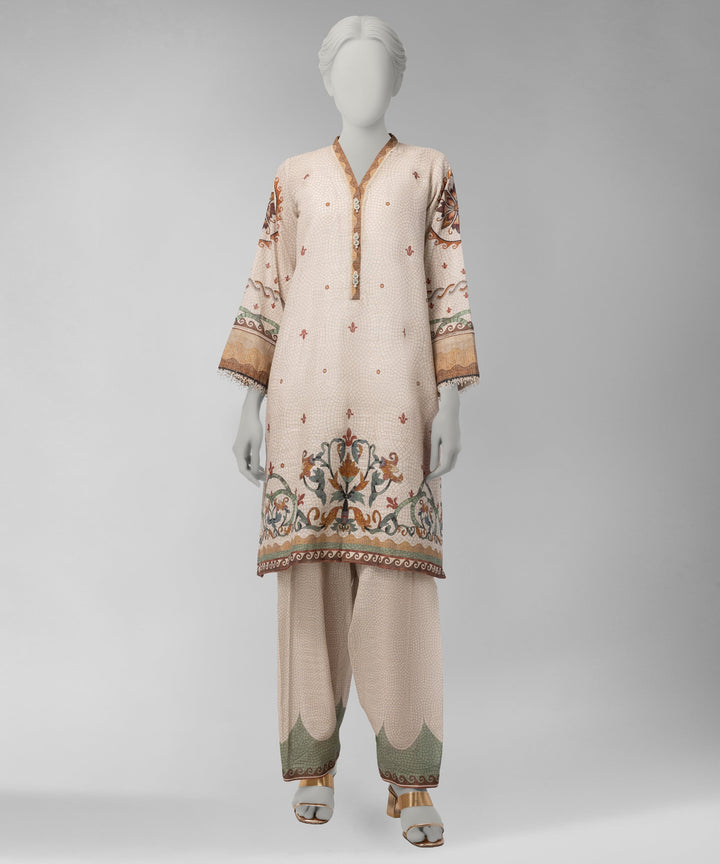 Light Khaddar Slub Light Beige Unstitched Suit - J. Junaid Jamshed