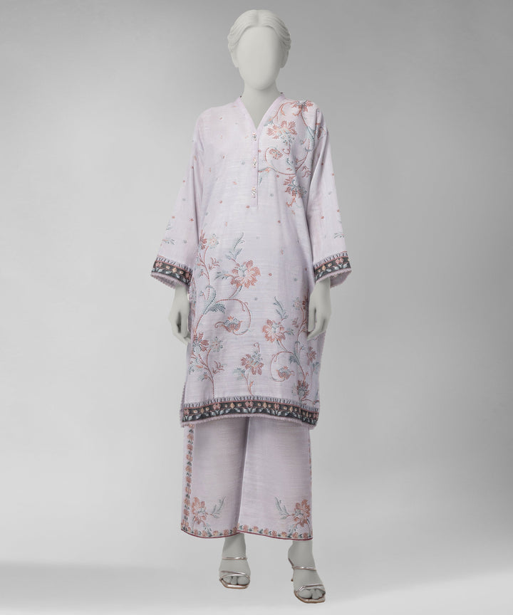 Light Khaddar Slub Lilac Unstitched Suit - J. Junaid Jamshed