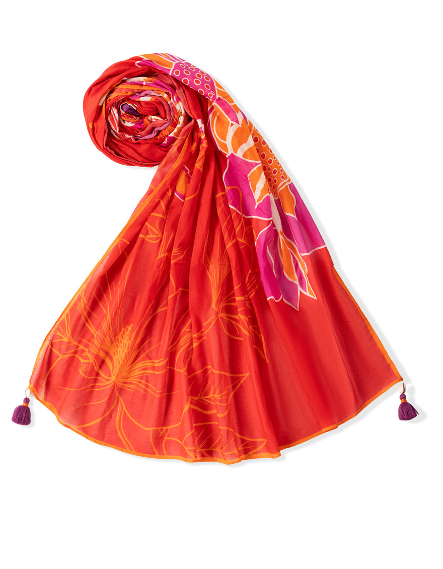 Lawn Red Dupatta - J. Junaid Jamshed