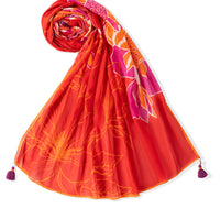 Lawn Red Dupatta - J. Junaid Jamshed