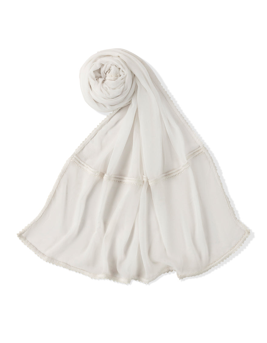 Chiffon White Dupatta - J. Junaid Jamshed
