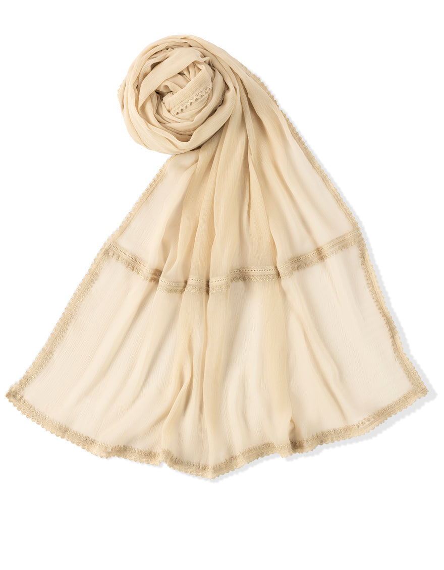 Chiffon Beige Dupatta - J. Junaid Jamshed
