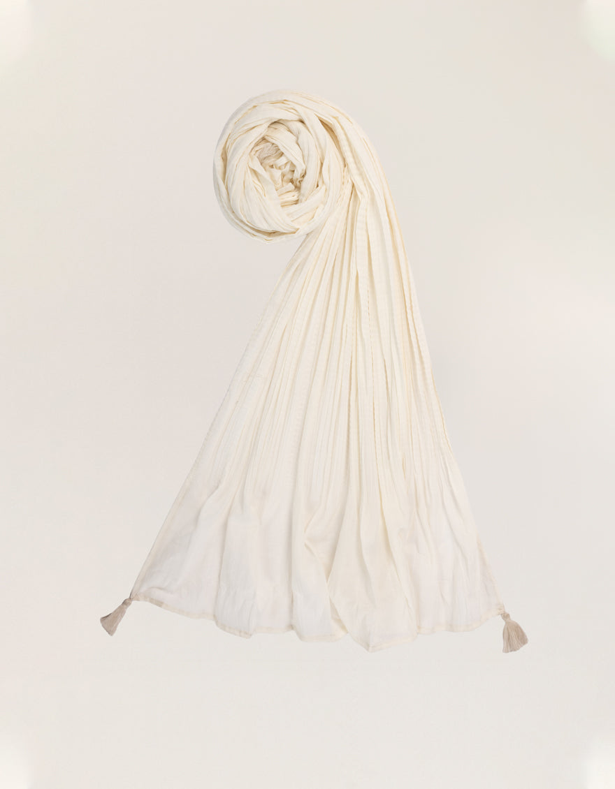 Lawn Off White Dupatta - J. Junaid Jamshed