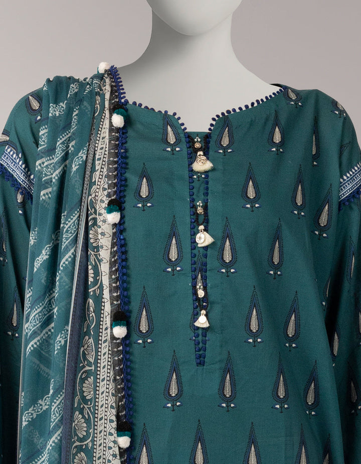 Lawn Multicolor Unstitched Suit - J. Junaid Jamshed