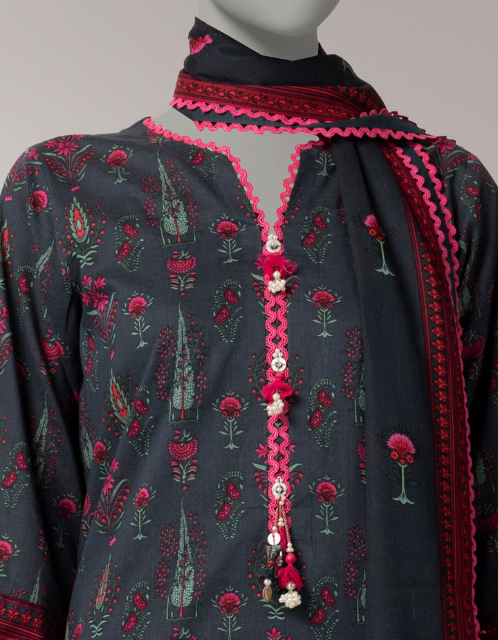 Lawn Multicolor Unstitched Suit - J. Junaid Jamshed
