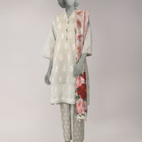 Lawn Grey Unstitched Suit - J. Junaid Jamshed