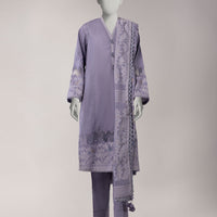 Jacquard Purple Unstitched Suit - J. Junaid Jamshed