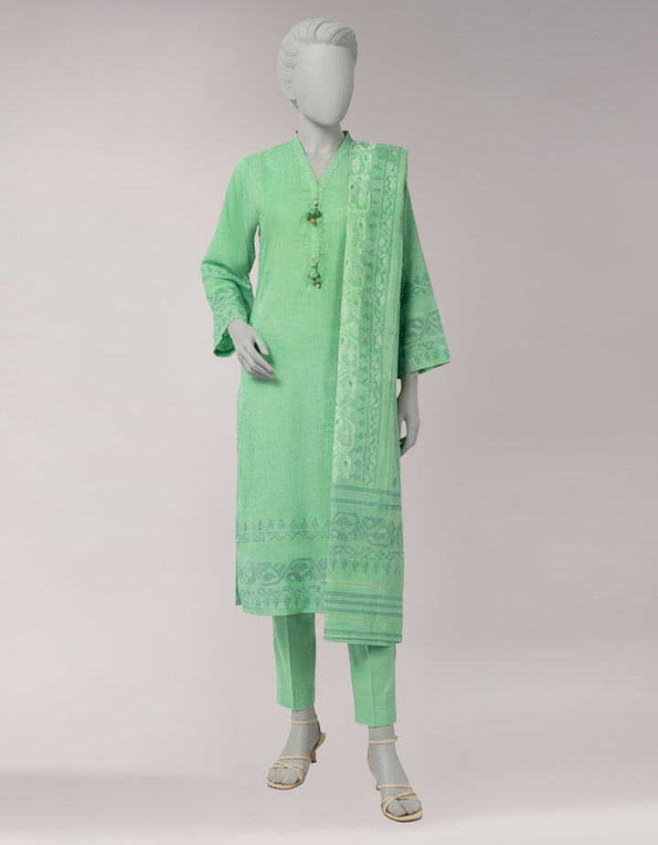 Lawn Green Unstitched Suit - J. Junaid Jamshed