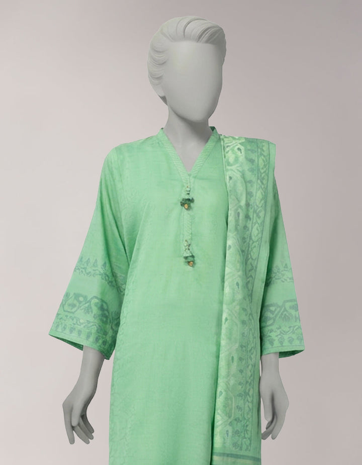 Lawn Green Unstitched Suit - J. Junaid Jamshed