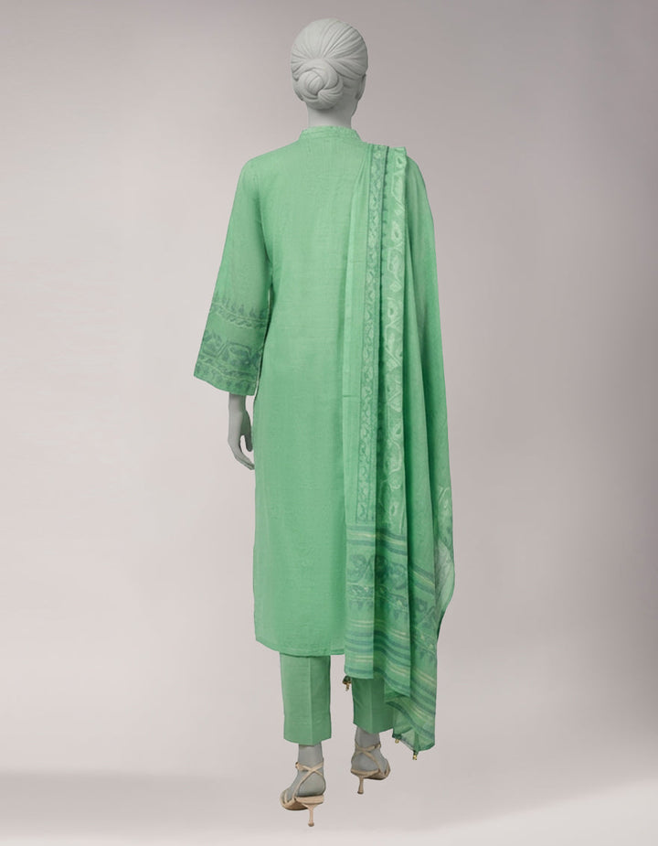 Lawn Green Unstitched Suit - J. Junaid Jamshed