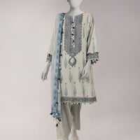 Lawn Grey Unstitched Suit - J. Junaid Jamshed