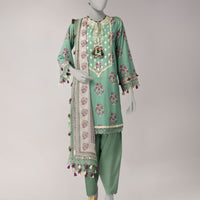 Lawn Green Unstitched Suit - J. Junaid Jamshed