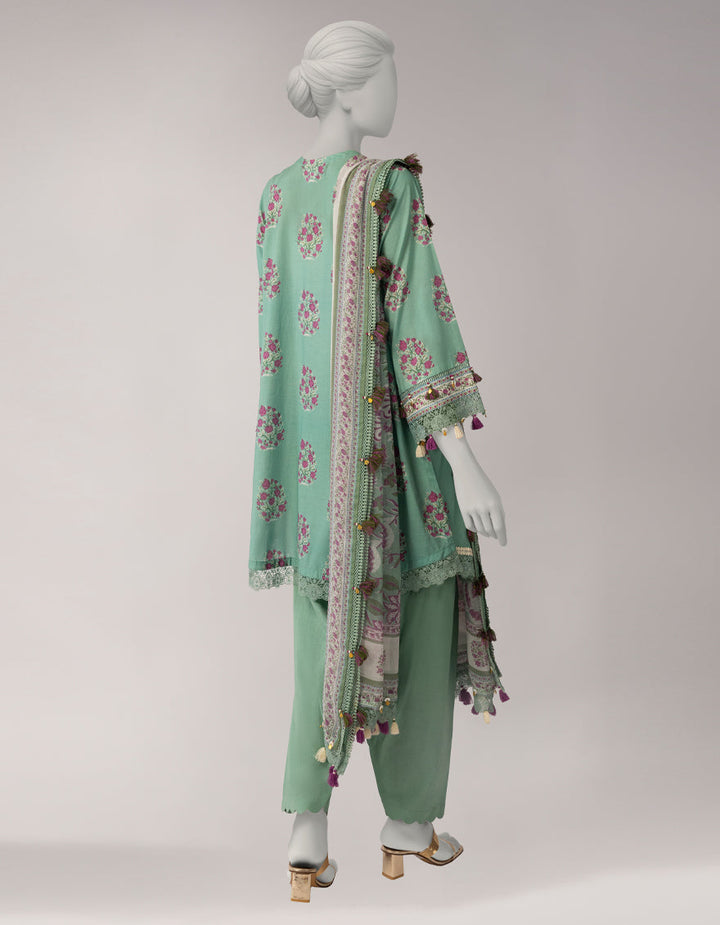 Lawn Green Unstitched Suit - J. Junaid Jamshed