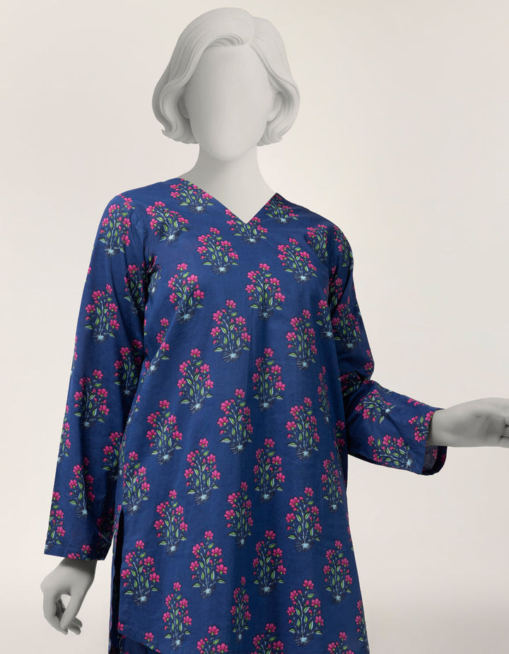 Lawn Blue Stitched Suit - J. Junaid Jamshed