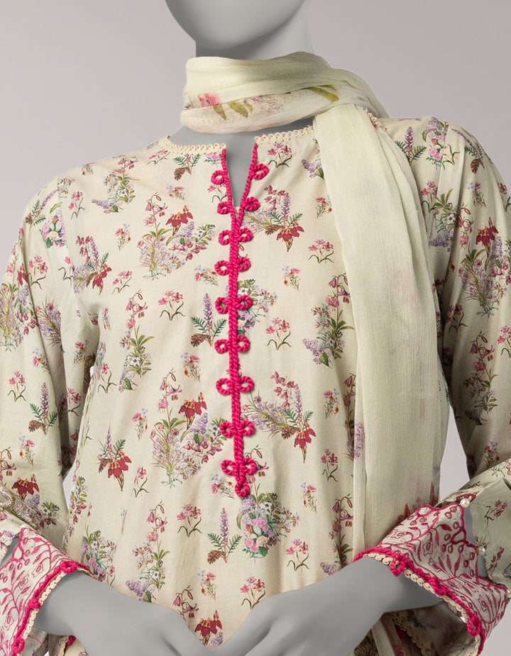 Lawn Green Unstitched Suit - J. Junaid Jamshed