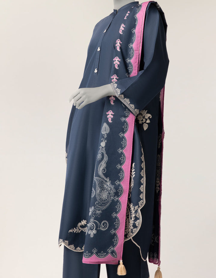 Lawn Blue Stitched Suit - J. Junaid Jamshed