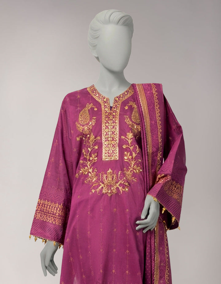 Lawn Multicolor Unstitched Suit - J. Junaid Jamshed