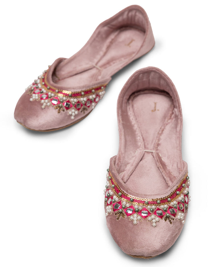 Suede Pink Khussa - J. Junaid Jamshed