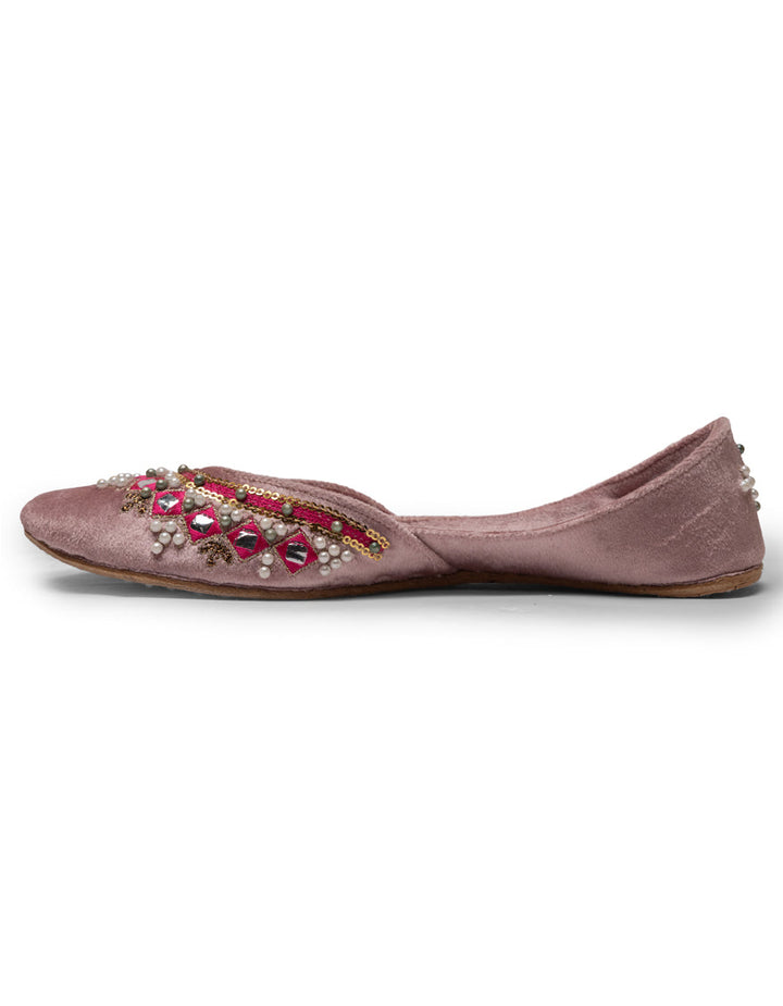 Suede Pink Khussa - J. Junaid Jamshed
