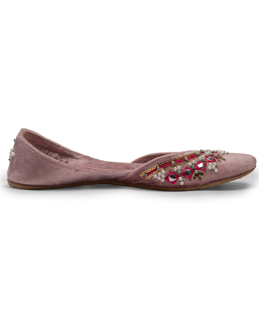 Suede Pink Khussa - J. Junaid Jamshed