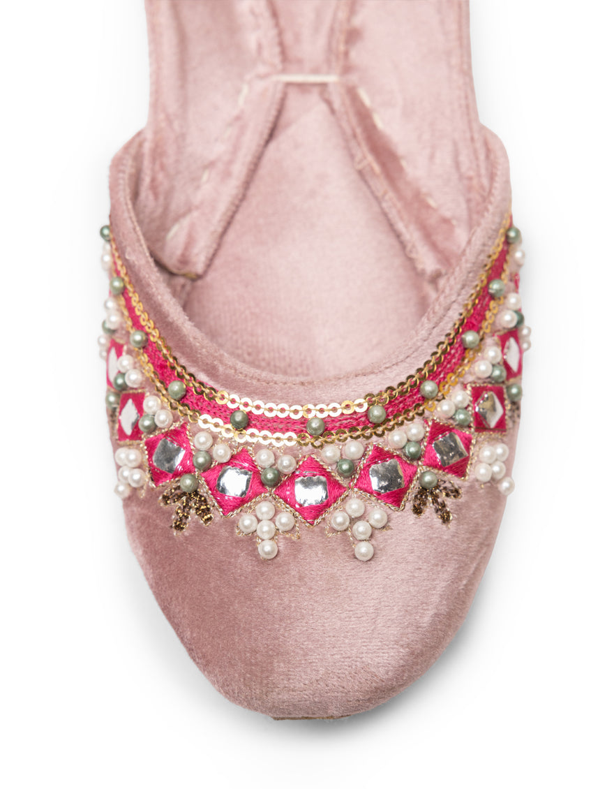 Suede Pink Khussa - J. Junaid Jamshed