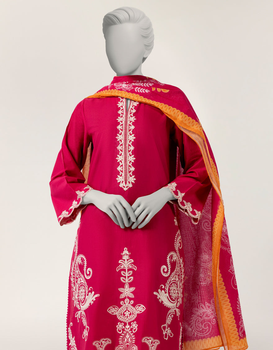 Lawn Pink Stitched Suit - J. Junaid Jamshed