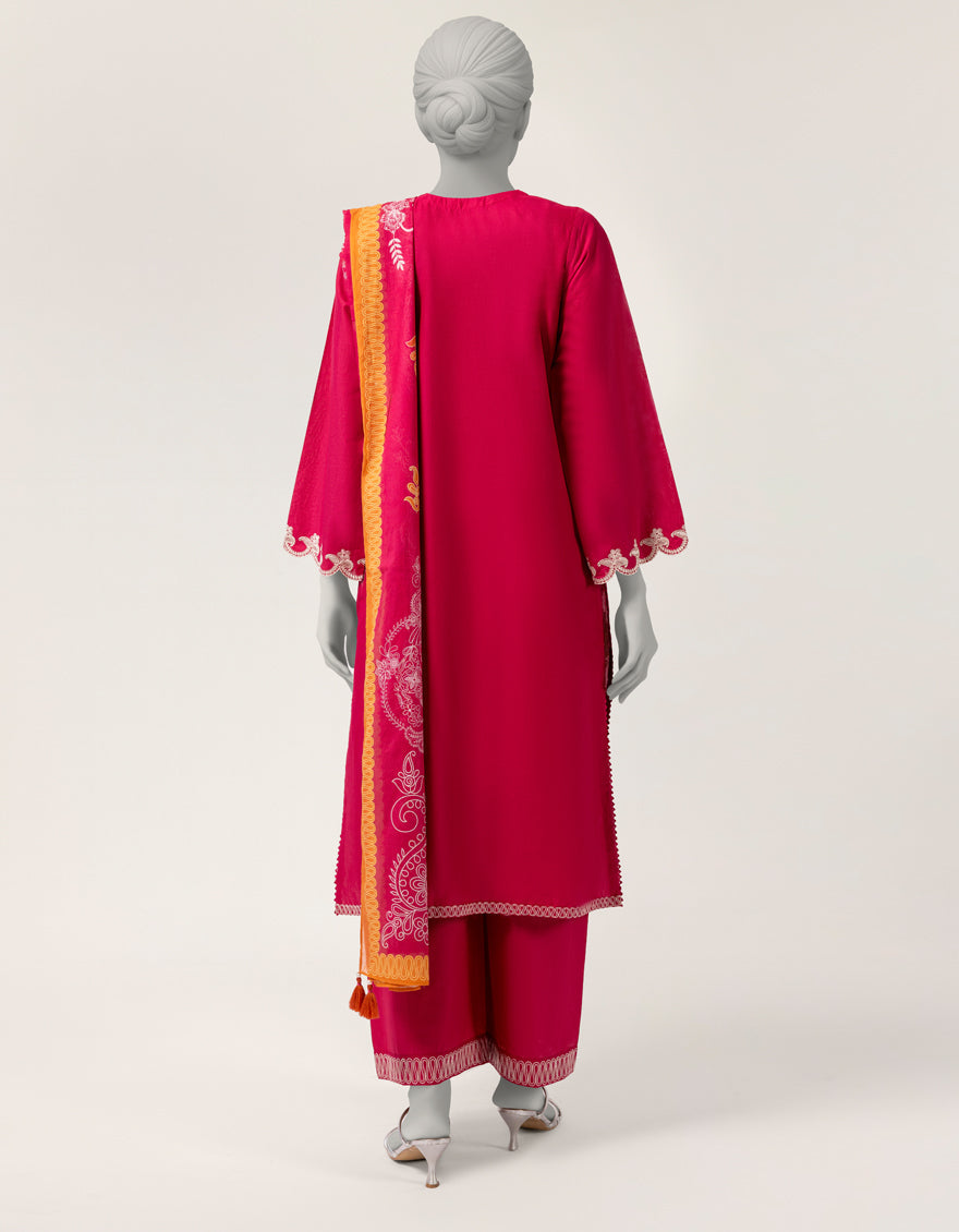 Lawn Pink Stitched Suit - J. Junaid Jamshed