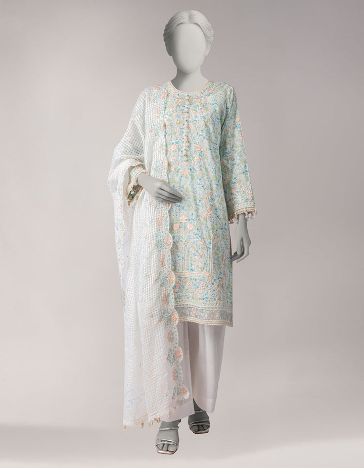 Doria Multicolor Unstitched Suit - J. Junaid Jamshed