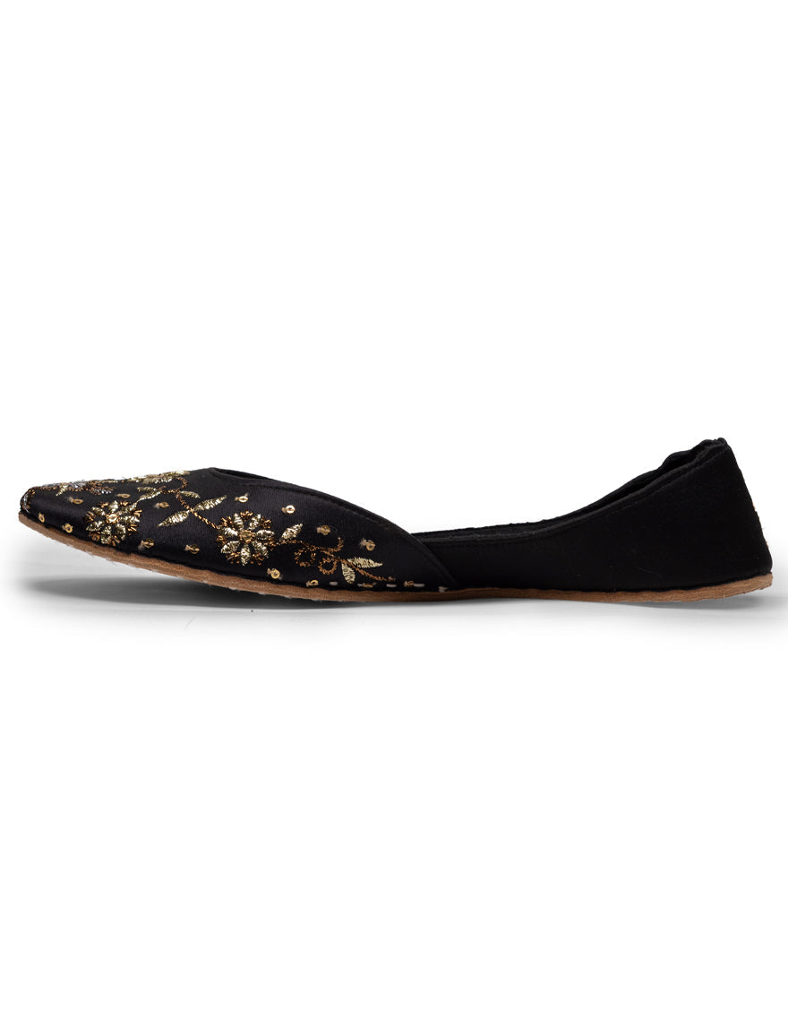 Suede Black Khussa - J. Junaid Jamshed