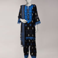 Dobby Black Unstitched Suit - J. Junaid Jamshed