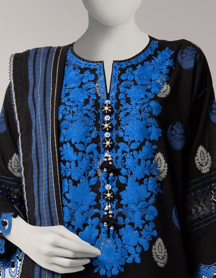 Dobby Black Unstitched Suit - J. Junaid Jamshed