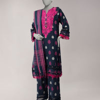 Dobby Blue Unstitched Suit - J. Junaid Jamshed