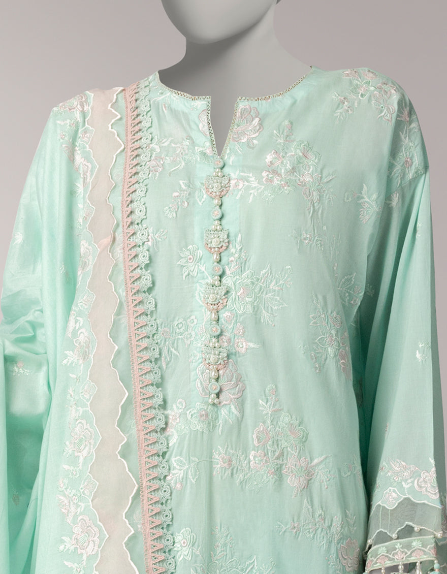 Lawn Green Unstitched Suit - J. Junaid Jamshed