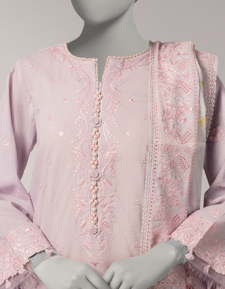 Dobby Lilac Unstitched Suit - J. Junaid Jamshed