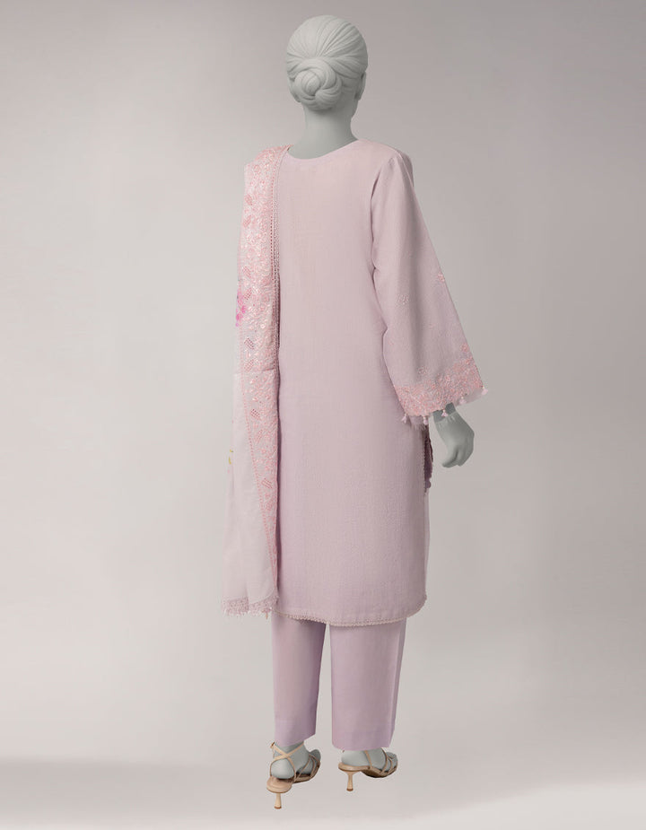 Dobby Lilac Unstitched Suit - J. Junaid Jamshed