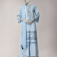 Doria Blue Unstitched Suit - J. Junaid Jamshed