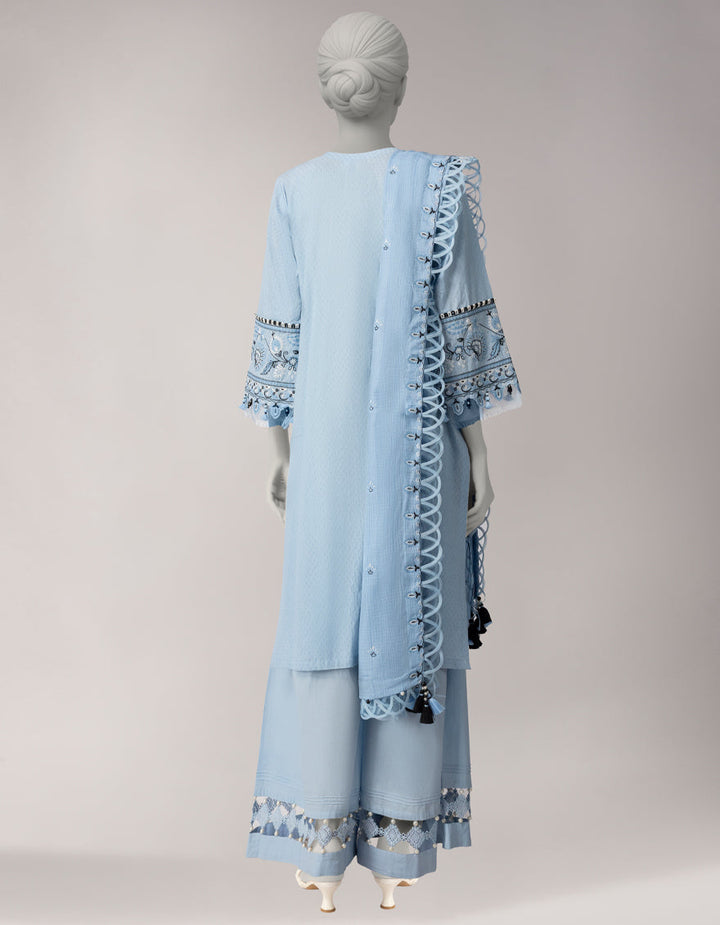 Doria Blue Unstitched Suit - J. Junaid Jamshed