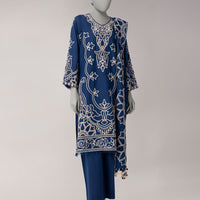 Lawn Blue Unstitched Suit - J. Junaid Jamshed