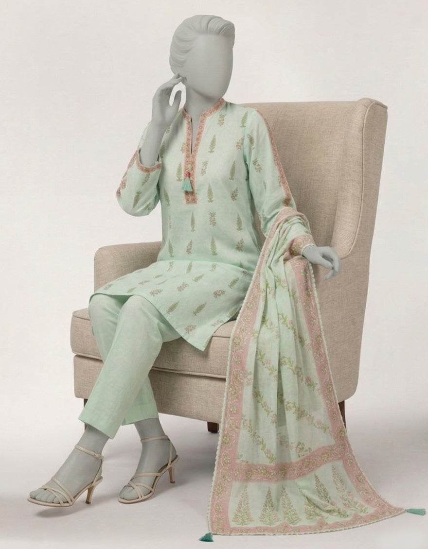 Lawn Multicolor Unstitched Suit - J. Junaid Jamshed