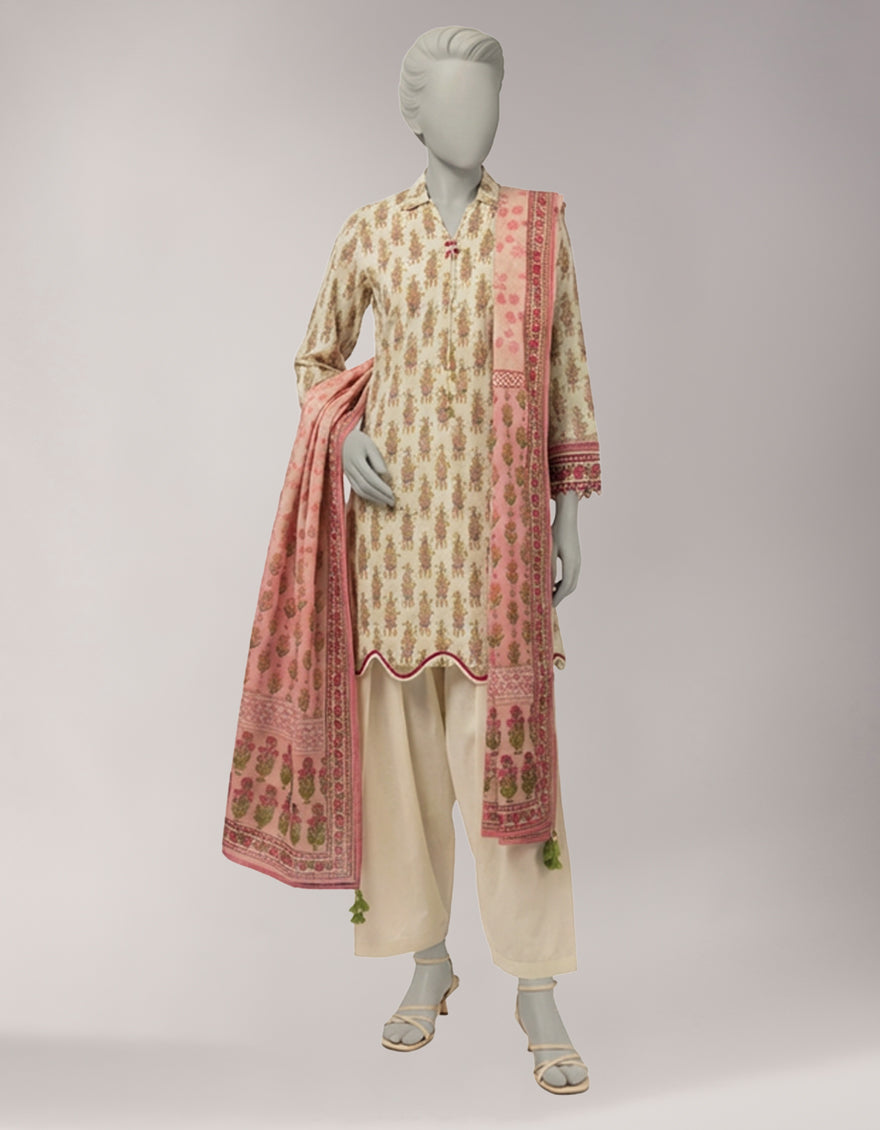 Lawn Multicolor Unstitched Suit - J. Junaid Jamshed