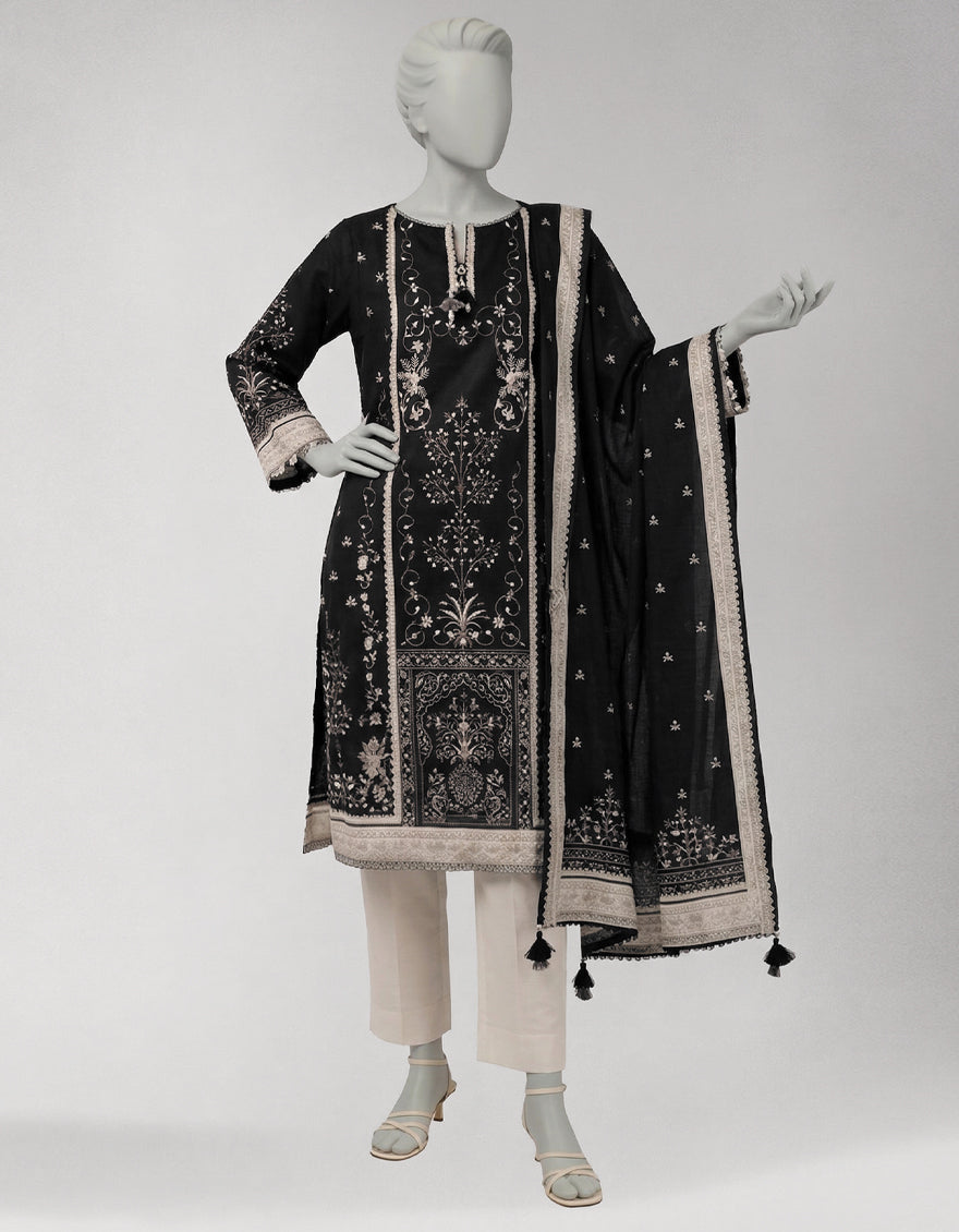 Lawn Multicolor Unstitched Suit - J. Junaid Jamshed