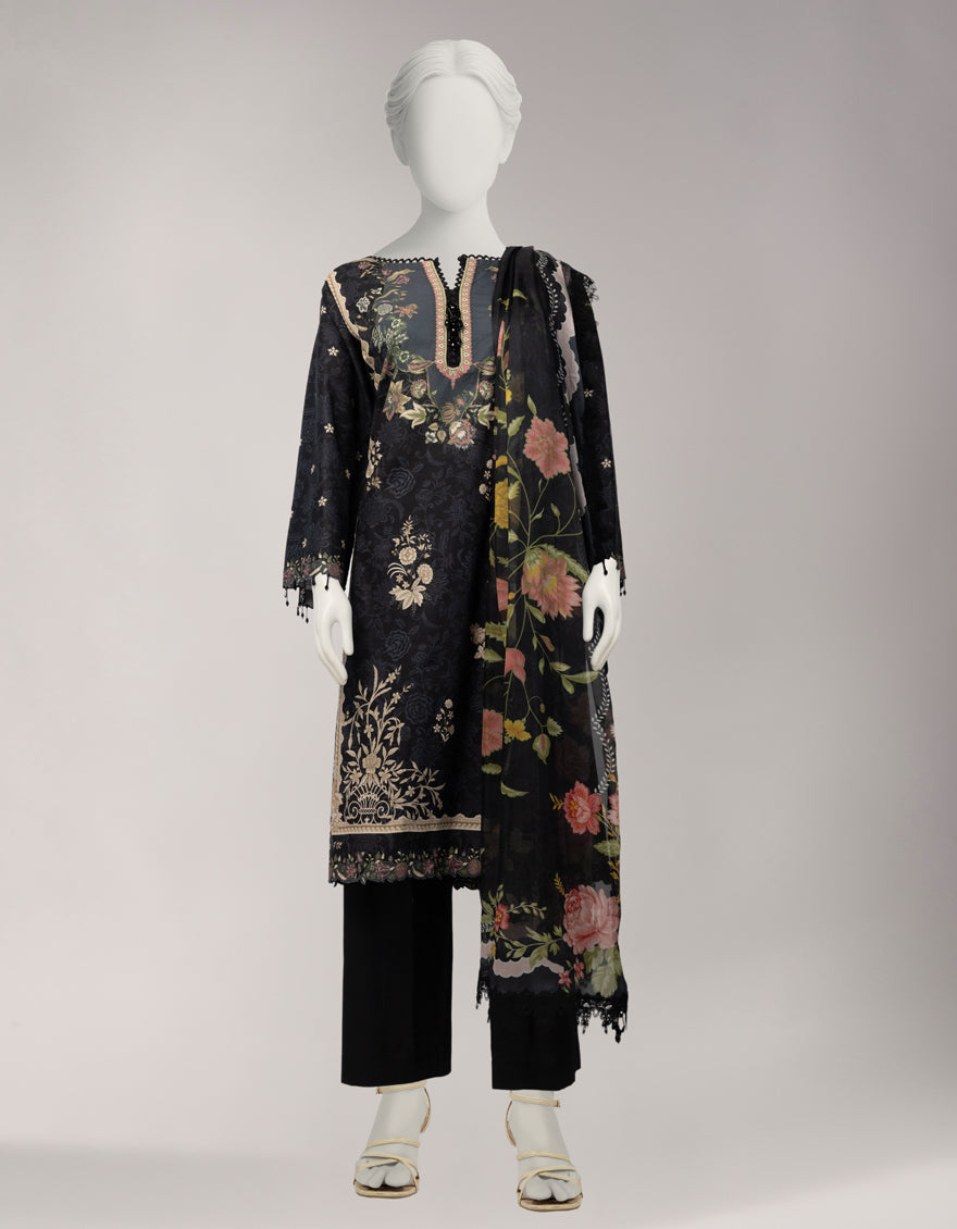 Lawn Multicolor Unstitched Suit - J. Junaid Jamshed