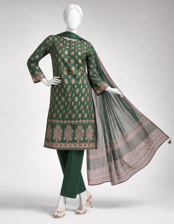 Lawn Green Unstitched Suit - J. Junaid Jamshed