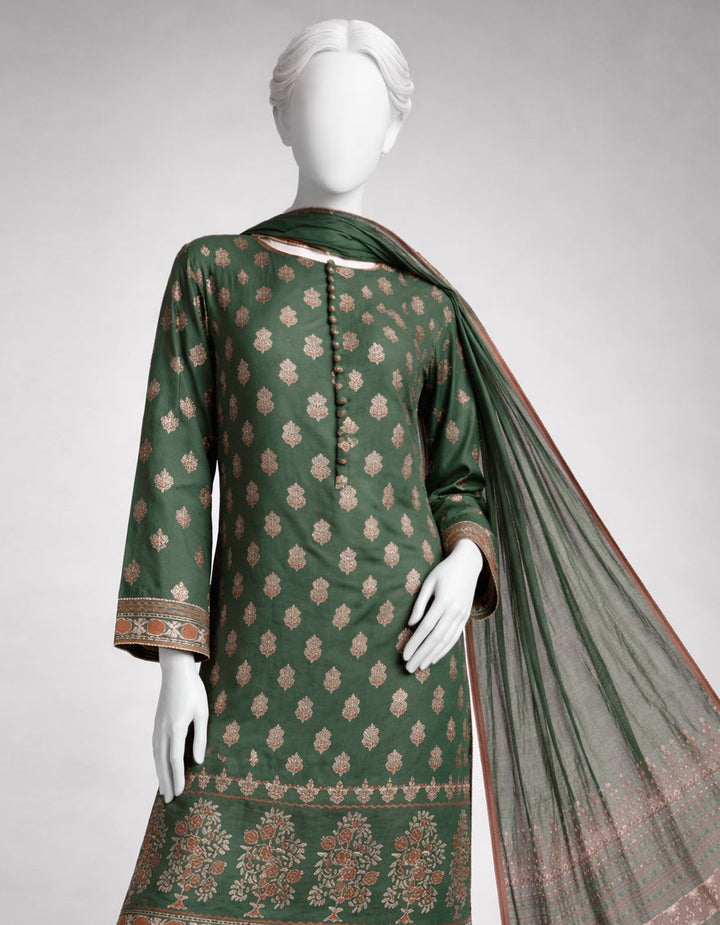 Lawn Green Unstitched Suit - J. Junaid Jamshed