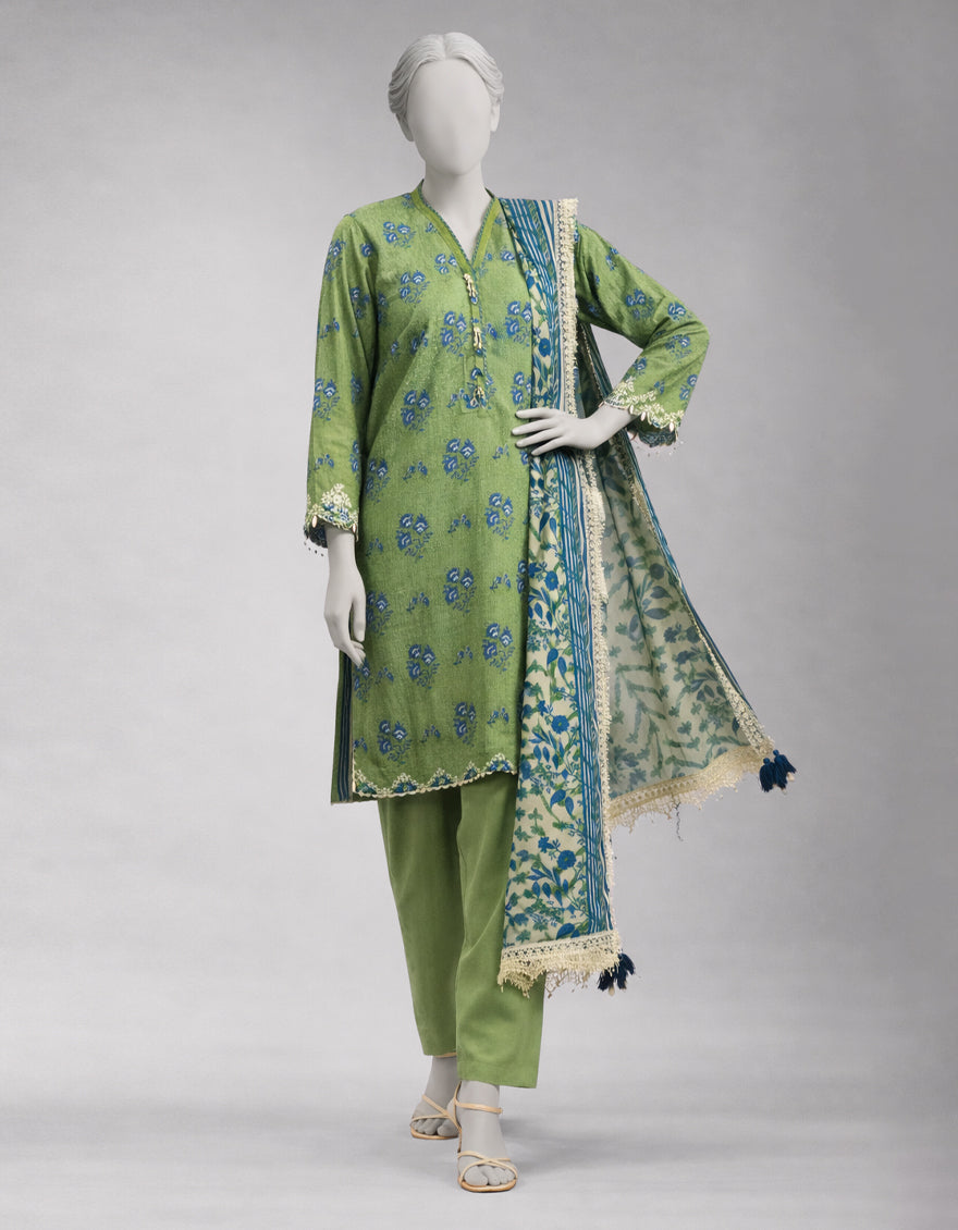 Lawn Multicolor Unstitched Suit - J. Junaid Jamshed