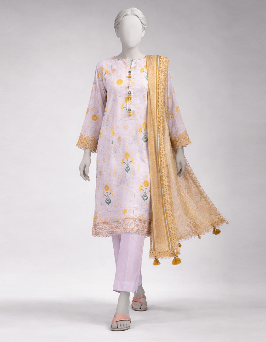Lawn Multicolor Unstitched Suit - J. Junaid Jamshed