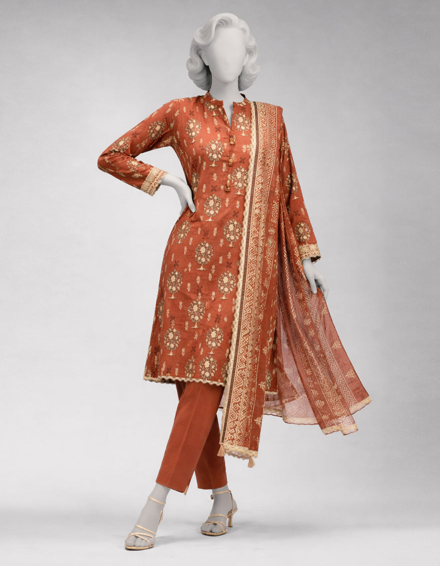 Lawn Multicolor Unstitched Suit - J. Junaid Jamshed