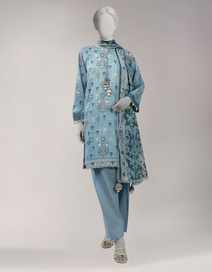 Lawn Multicolor Unstitched Suit - J. Junaid Jamshed