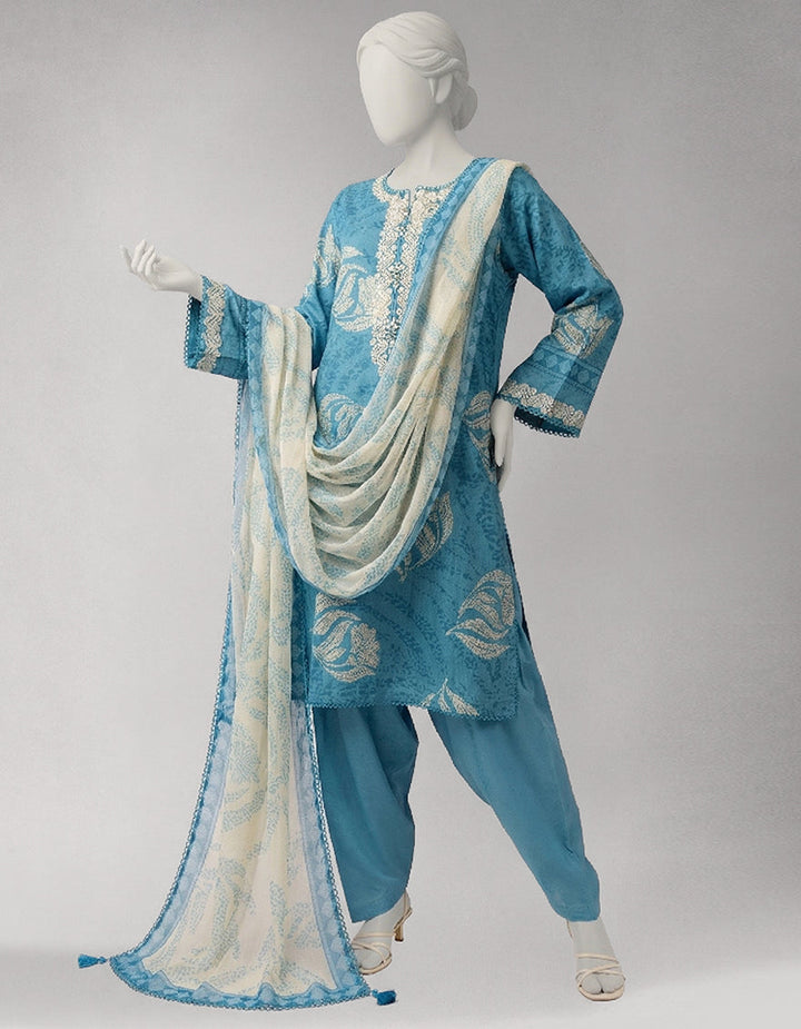 Lawn Multicolor Unstitched Suit - J. Junaid Jamshed