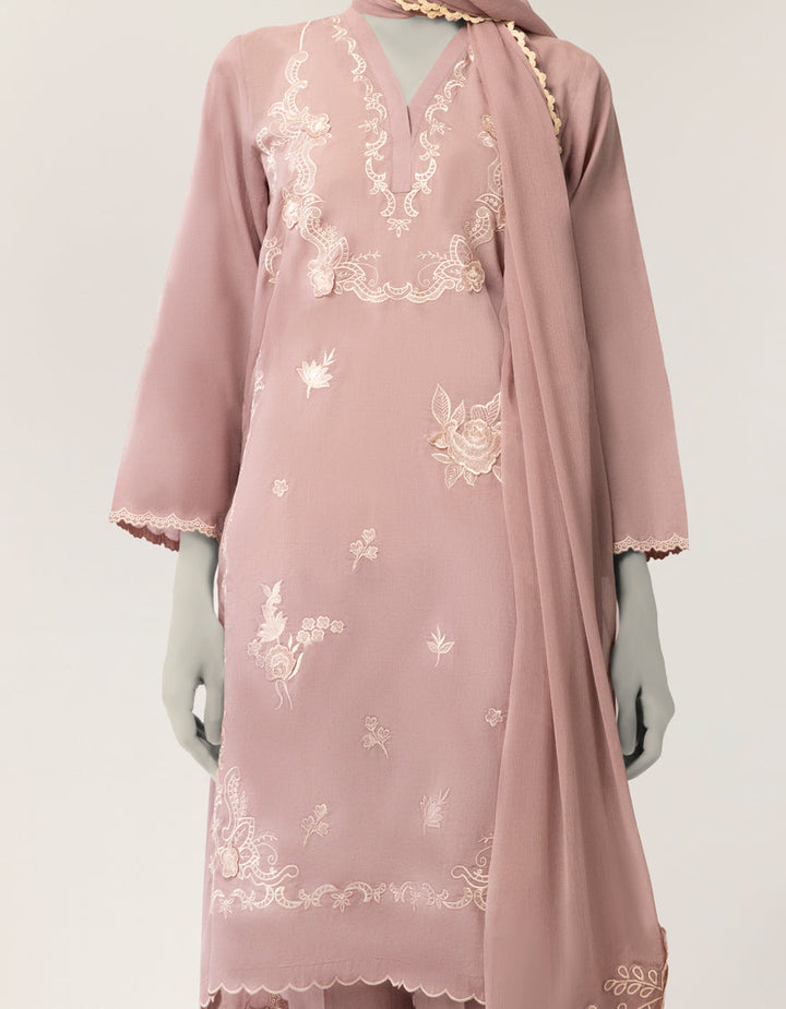 Dobby Pink Stitched Suit - J. Junaid Jamshed